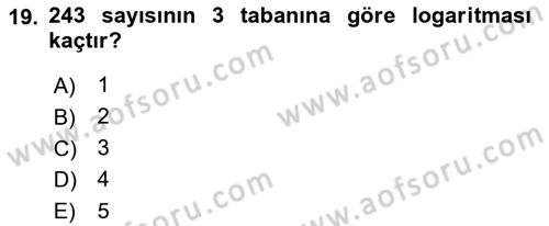 Matematik 1 Dersi 2022 - 2023 Yılı (Vize) Ara Sınav Soruları 19. Soru
