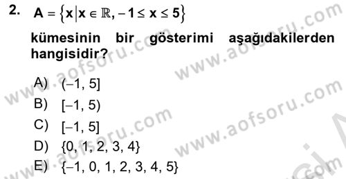 Matematik 1 Dersi 2022 - 2023 Yılı (Vize) Ara Sınav Soruları 2. Soru