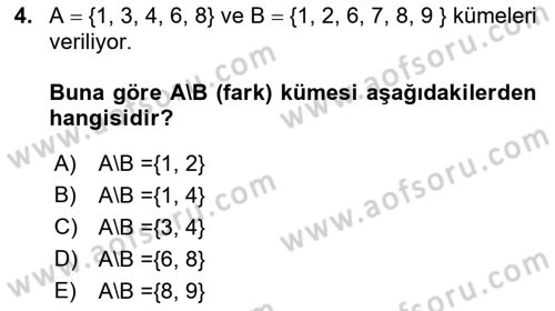 Matematik 1 Dersi 2022 - 2023 Yılı (Vize) Ara Sınav Soruları 4. Soru