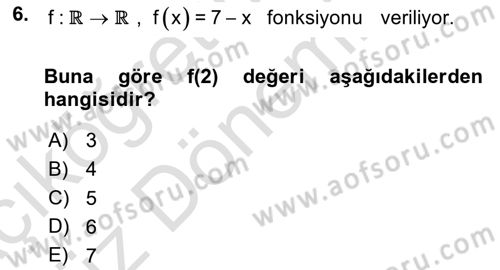 Matematik 1 Dersi 2022 - 2023 Yılı (Vize) Ara Sınav Soruları 6. Soru
