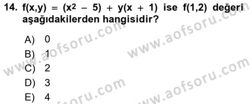 Matematik 1 Dersi 2022 - 2023 Yılı (Final) Dönem Sonu Sınav Soruları 14. Soru