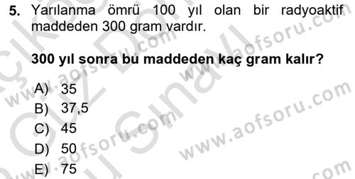 Matematik 1 Dersi 2022 - 2023 Yılı (Final) Dönem Sonu Sınav Soruları 5. Soru