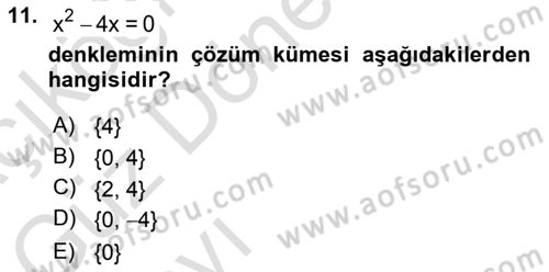 Matematik 1 Dersi 2023 - 2024 Yılı (Vize) Ara Sınav Soruları 11. Soru