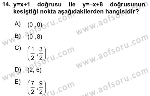 Matematik 1 Dersi 2023 - 2024 Yılı (Vize) Ara Sınav Soruları 14. Soru