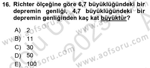 Matematik 1 Dersi 2023 - 2024 Yılı (Vize) Ara Sınav Soruları 16. Soru