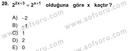 Matematik 1 Dersi 2023 - 2024 Yılı (Vize) Ara Sınav Soruları 20. Soru