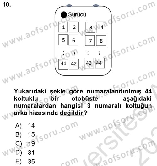 Matematik 1 Dersi 2023 - 2024 Yılı (Final) Dönem Sonu Sınav Soruları 10. Soru