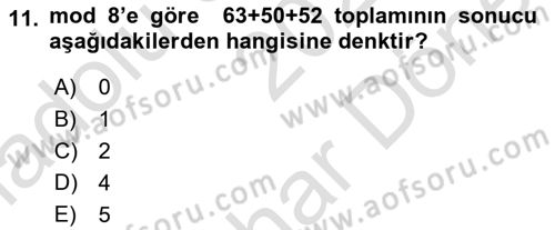 Matematik 1 Dersi 2023 - 2024 Yılı (Final) Dönem Sonu Sınav Soruları 11. Soru