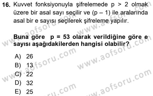 Matematik 1 Dersi 2023 - 2024 Yılı (Final) Dönem Sonu Sınavı 16. Soru