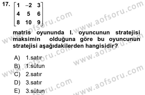 Matematik 1 Dersi 2023 - 2024 Yılı (Final) Dönem Sonu Sınav Soruları 17. Soru