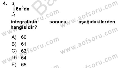 Matematik 1 Dersi 2023 - 2024 Yılı (Final) Dönem Sonu Sınav Soruları 4. Soru