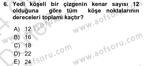 Matematik 1 Dersi 2023 - 2024 Yılı (Final) Dönem Sonu Sınav Soruları 6. Soru