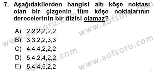 Matematik 1 Dersi 2023 - 2024 Yılı (Final) Dönem Sonu Sınav Soruları 7. Soru
