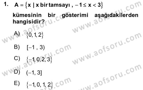 Matematik 1 Dersi 2023 - 2024 Yılı Yaz Okulu Sınav Soruları 1. Soru