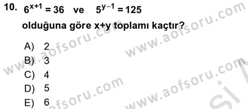 Matematik 1 Dersi 2023 - 2024 Yılı Yaz Okulu Sınav Soruları 10. Soru