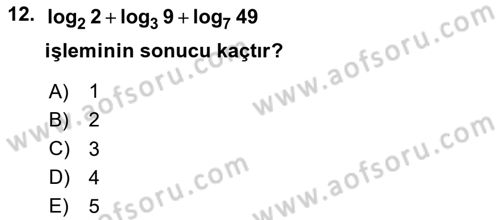 Matematik 1 Dersi 2023 - 2024 Yılı Yaz Okulu Sınav Soruları 12. Soru