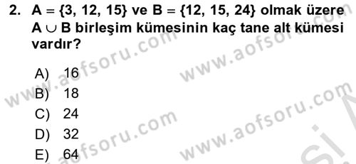 Matematik 1 Dersi 2023 - 2024 Yılı Yaz Okulu Sınav Soruları 2. Soru