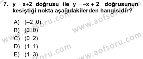 Matematik 1 Dersi 2023 - 2024 Yılı Yaz Okulu Sınav Soruları 7. Soru