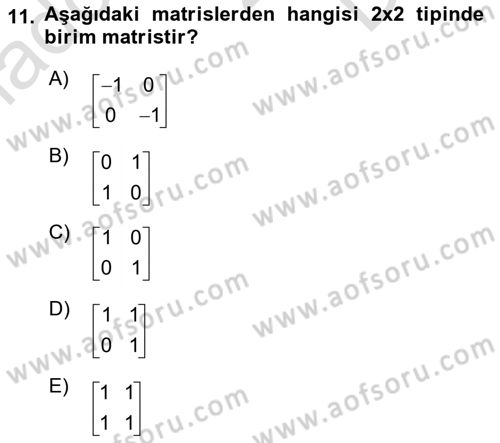 Matematik 1 Dersi 2024 - 2025 Yılı (Final) Dönem Sonu Sınav Soruları 11. Soru