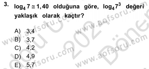 Matematik 1 Dersi 2024 - 2025 Yılı (Final) Dönem Sonu Sınav Soruları 3. Soru