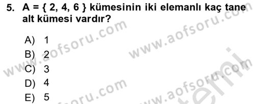 Matematik 1 Dersi 2024 - 2025 Yılı (Final) Dönem Sonu Sınav Soruları 5. Soru
