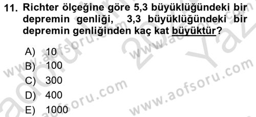 Matematik 1 Dersi 2024 - 2025 Yılı Yaz Okulu Sınav Soruları 11. Soru