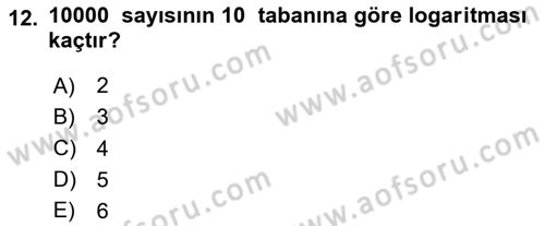 Matematik 1 Dersi 2024 - 2025 Yılı Yaz Okulu Sınav Soruları 12. Soru