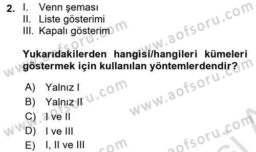 Matematik 1 Dersi 2024 - 2025 Yılı Yaz Okulu Sınav Soruları 2. Soru