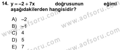 Matematik 1 Dersi 2025 - 2026 Yılı (Vize) Ara Sınav Soruları 14. Soru