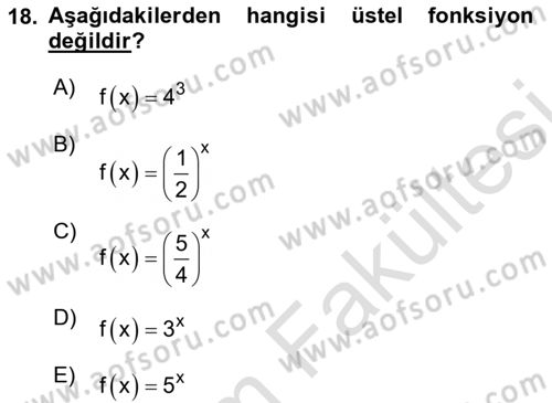 Matematik 1 Dersi 2025 - 2026 Yılı (Vize) Ara Sınav Soruları 18. Soru