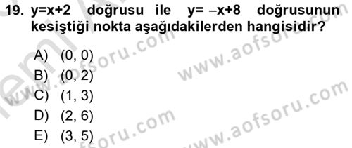 Matematik 1 Dersi 2025 - 2026 Yılı (Vize) Ara Sınav Soruları 19. Soru