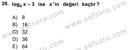 Matematik 1 Dersi 2025 - 2026 Yılı (Vize) Ara Sınav Soruları 20. Soru