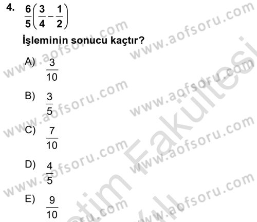 Matematik 1 Dersi 2025 - 2026 Yılı (Vize) Ara Sınav Soruları 4. Soru