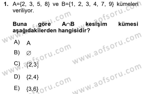 Matematik 1 Dersi 2025 - 2026 Yılı (Final) Dönem Sonu Sınav Soruları 1. Soru