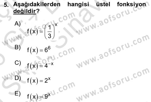 Matematik 1 Dersi 2025 - 2026 Yılı (Final) Dönem Sonu Sınav Soruları 5. Soru