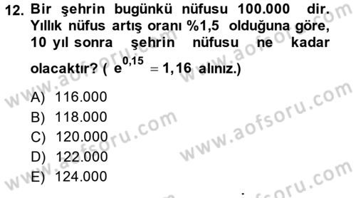 Matematik 2 Dersi 2013 - 2014 Yılı (Vize) Ara Sınav Soruları 12. Soru