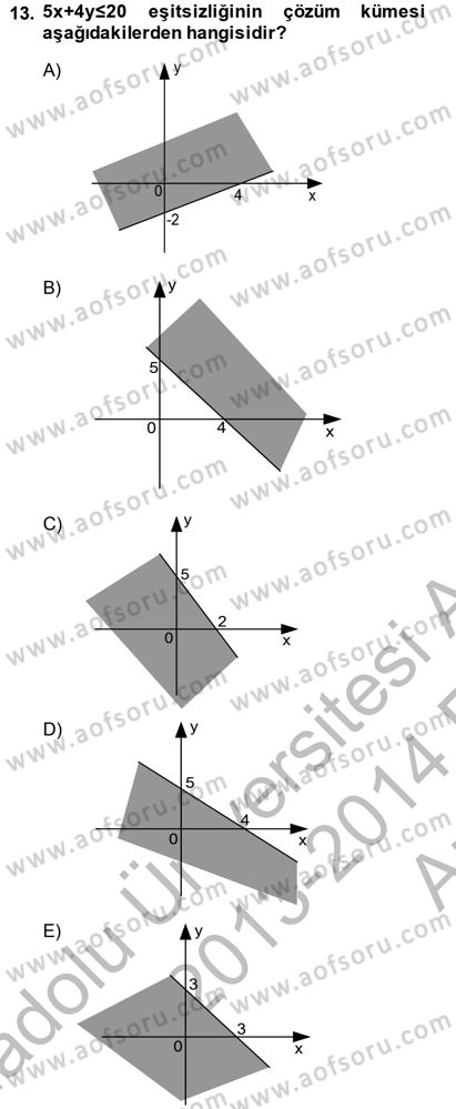 Matematik 2 Dersi 2013 - 2014 Yılı (Vize) Ara Sınav Soruları 13. Soru