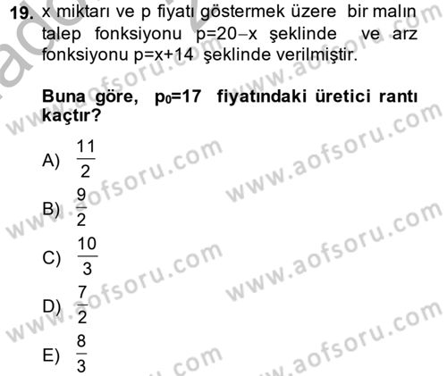 Matematik 2 Dersi 2013 - 2014 Yılı (Vize) Ara Sınav Soruları 19. Soru