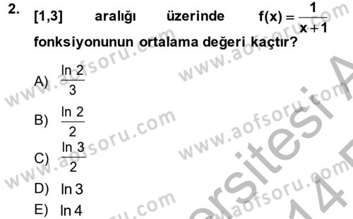 Matematik 2 Dersi 2013 - 2014 Yılı (Vize) Ara Sınav Soruları 2. Soru