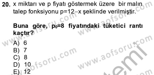 Matematik 2 Dersi 2013 - 2014 Yılı (Vize) Ara Sınav Soruları 20. Soru