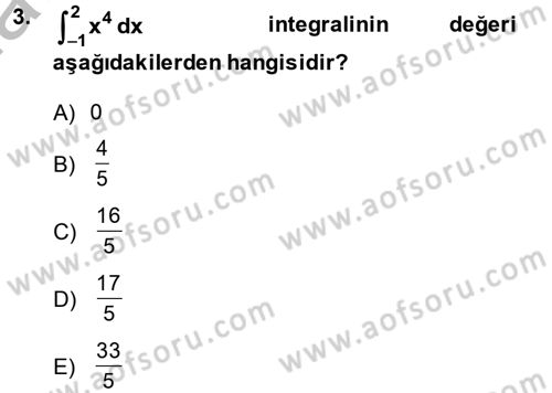 Matematik 2 Dersi 2013 - 2014 Yılı (Vize) Ara Sınav Soruları 3. Soru
