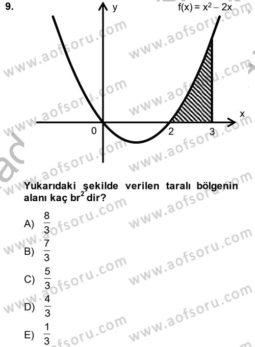 Matematik 2 Dersi 2013 - 2014 Yılı (Vize) Ara Sınav Soruları 9. Soru