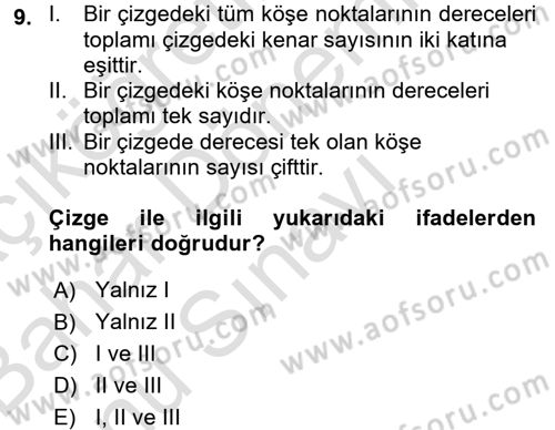 Matematik 2 Dersi 2015 - 2016 Yılı (Final) Dönem Sonu Sınavı 9. Soru