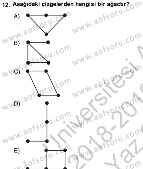 Matematik 2 Dersi 2018 - 2019 Yılı Yaz Okulu Sınav Soruları 12. Soru