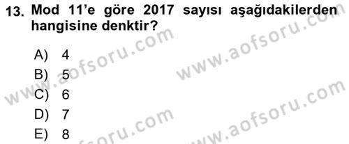 Matematik 2 Dersi 2018 - 2019 Yılı Yaz Okulu Sınav Soruları 13. Soru