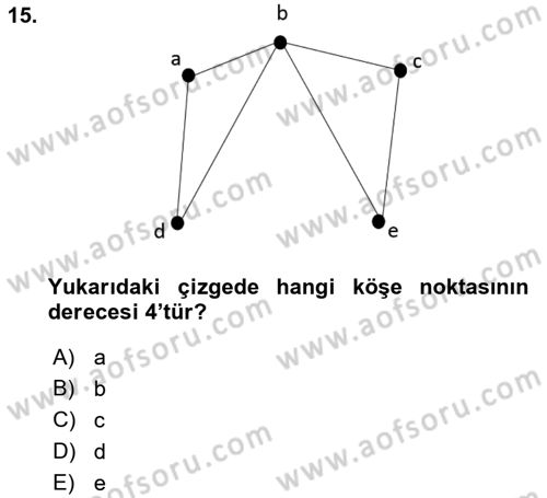 Matematik 2 Dersi 2018 - 2019 Yılı Yaz Okulu Sınav Soruları 15. Soru