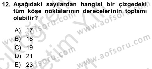 Matematik 2 Dersi 2020 - 2021 Yılı Yaz Okulu Sınavı 12. Soru