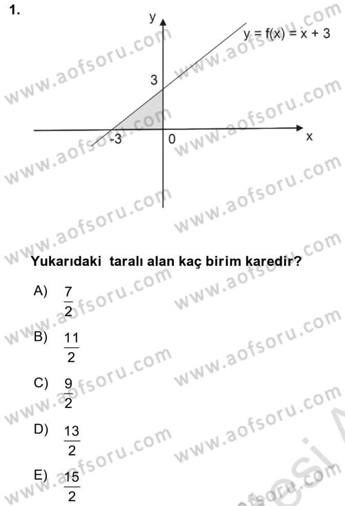 Matematik 2 Dersi 2023 - 2024 Yılı (Vize) Ara Sınav Soruları 1. Soru