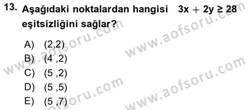 Matematik 2 Dersi 2023 - 2024 Yılı (Vize) Ara Sınav Soruları 13. Soru