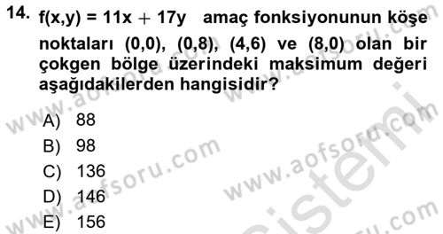 Matematik 2 Dersi 2023 - 2024 Yılı (Vize) Ara Sınav Soruları 14. Soru